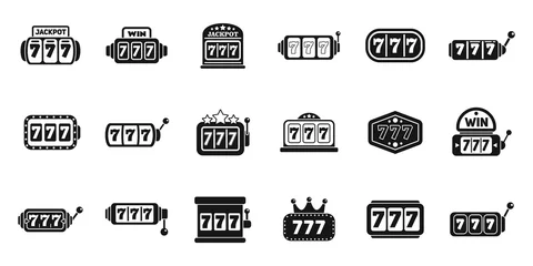 Deurstickers Lucky 7 icons set simple vector. Casino slot © anatolir
