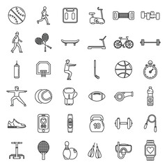 Physical activity icons set outline vector. Yoga person