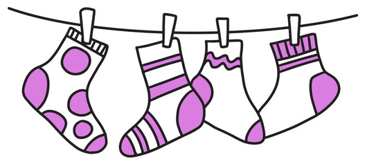 Four socks doodle Sketch Vector illustration