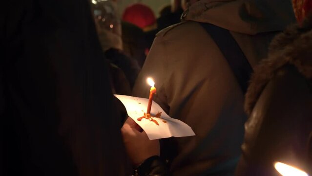 Procession in the Orthodox church. Christian traditions. parishioners stand in the church. Prayng for health, for peace