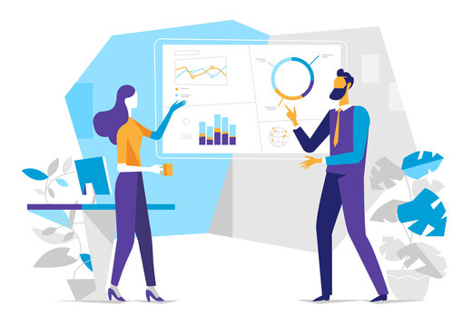 Due analisti studiano il report di dati statistici