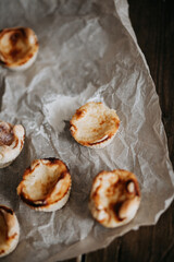 Homemade pastries Portugueseceo cake Pastel de nata on table