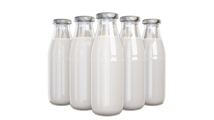 group of Filled unopened milk bottle isolated on white background