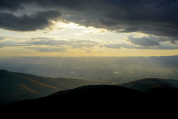 Beautiful sunset in autumn at Chekhov Peak