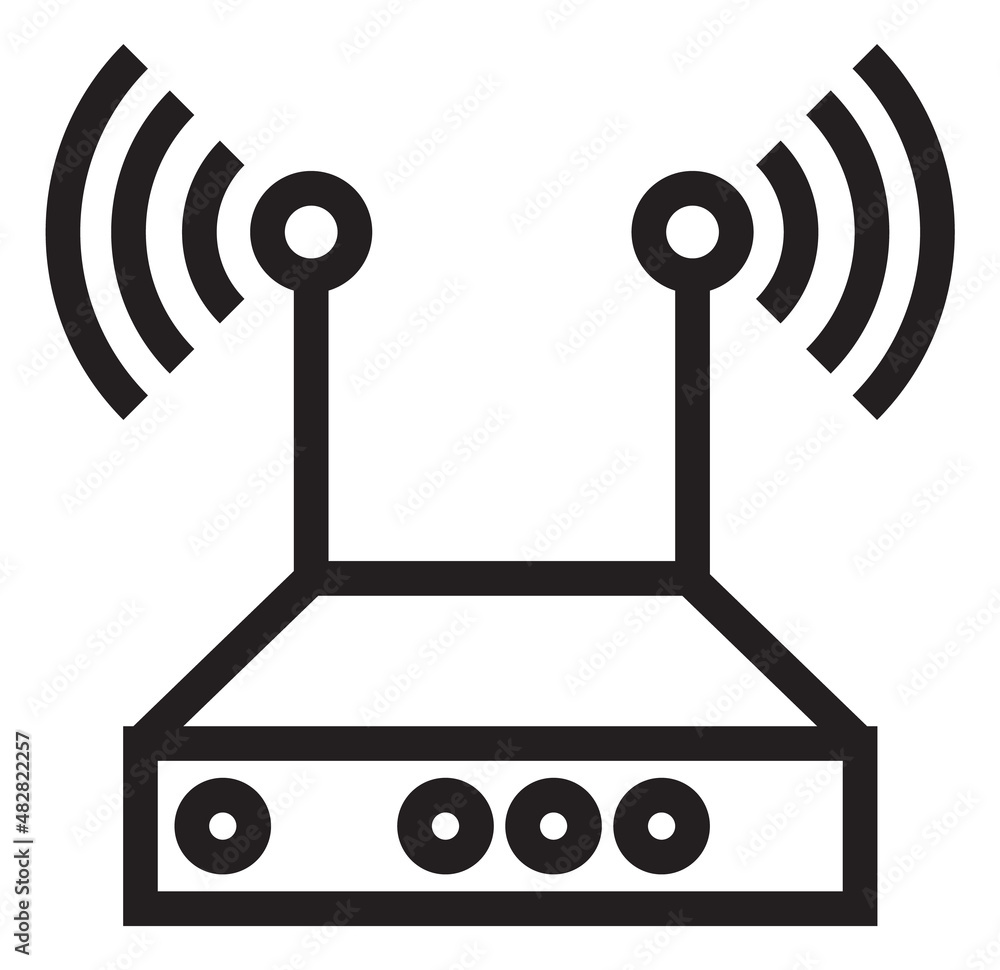 Poster wireless router icon. internet home station. network connecting device