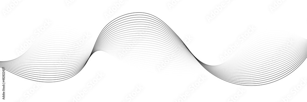 Poster abstract black smooth wave on a white background. dynamic sound wave. design element. vector illustr