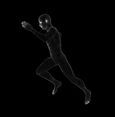 Fototapeta na wymiar Hologram Human running. Medical and Technology Concept