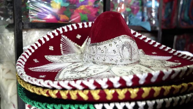 Colorful red Mexican charro Sombrero