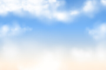 Naklejka na ściany i meble Realistic blue sky background. Abstract nature backdrop. Fluffy clouds frame vector illustration