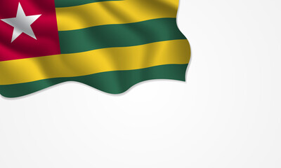 Obraz premium Togo flag waving illustration with copy space on isolated background