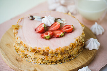 high key strawberry cake