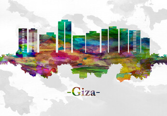 Obraz premium Giza Egypt skyline
