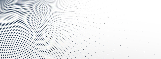 Dotted vector abstract background, light grey dots in perspective flow, dotty texture abstraction, big data technology image, cool backdrop.