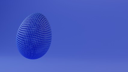 Plastic hollow Easter egg suspended in midair on a blue background - 3D