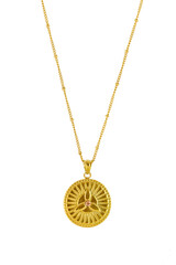 Fototapeta na wymiar Elegant golden necklace on white background, womens jewelry. Beautiful valentine's gift.