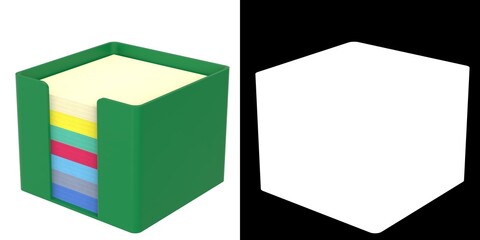 3D rendering illustration of a notes cube holder