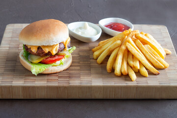 burger and fries