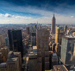 New York Manhattan skyline aerial view to Empire States Building and the entire city
