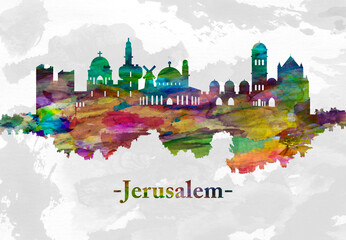 Obraz premium Jerusalem Israel skyline 