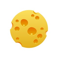 Round piece of cheese with holes. Vector stock illustration.