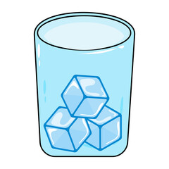 Ice cubes in glass. Simple Vector illustration isolated on white background.