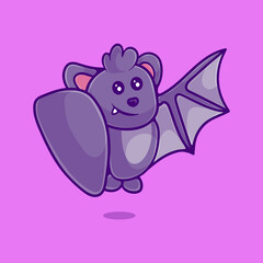cute bat illustration with kid and game style with kid and game style suitable for mascot sticker and t-shirt design
