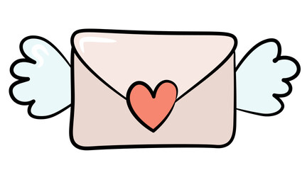 Envelope with love message. St Valentine day themed vector illustration for icon, stamp, label, badge, certificate, brochure, gift card, poster or banner decoration.