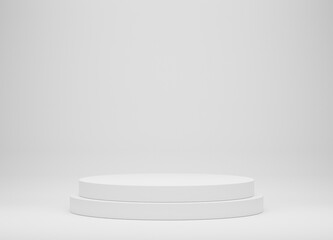 white cylinder display abstract minimal geometric podium product package mock up presentation show cosmetic stage pedestal platform studio background. 3d rendering.
