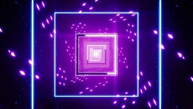 Glowing Square Light Stroke in the Neon Party VJ Background Loop