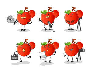 cherries entertainment group character. cartoon mascot vector