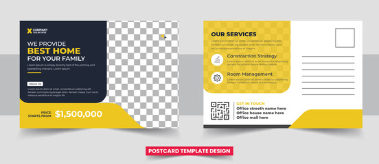 Real estate postcard template design.