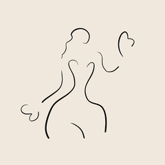 silhouette of a woman line art illustration design 