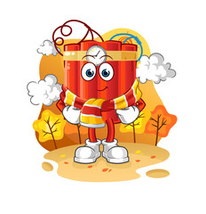 dynamite in the autumn. cartoon mascot vector