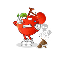 cherries with stinky waste illustration. character vector