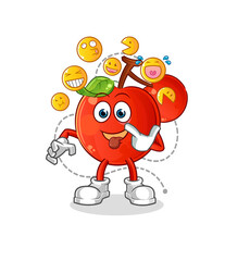 cherries laugh and mock character. cartoon mascot vector
