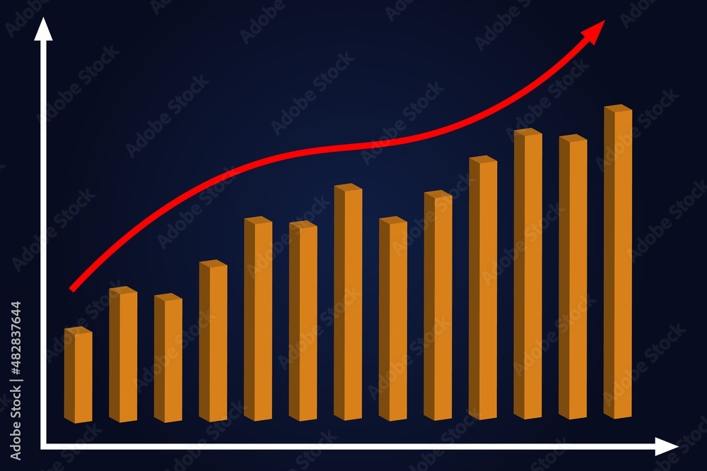 Poster business graph with increase report. diagram with rise and gain progress. vector
