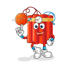 dynamite playing basket ball mascot. cartoon vector