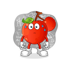 cherries thinking hard vector. cartoon character