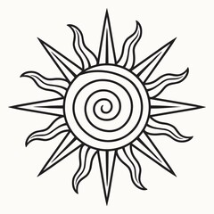 Monochrome icon of sun with beams