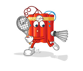 dynamite playing badminton illustration. character vector