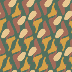 Modern abstract organic shapes seamless pattern. Green background