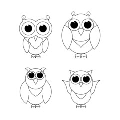 Owl. Vector outline illustration isolated on white background. Decoration for greeting cards, posters, flyers, prints for clothes.
