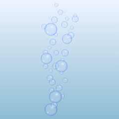 Fototapeta na wymiar Realistic transparent water bubble on lihgt blue background. Vector illustration.
