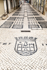 Traditional style Portuguese Calcada Pavement for pedestrian area in Faro, Algarve, Portugal	
