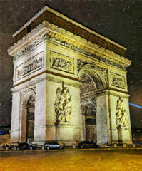 Fototapeta premium beautiful city view artwork. watercolor and oil painting mixed style. digital artwork in big size for print or graphic design