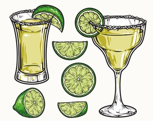 Tequila drinks with salt and lime