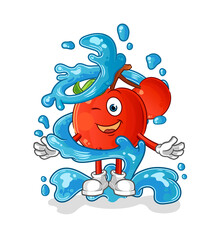 cherries fresh with water mascot. cartoon vector