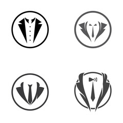 Tuxedo icon and logo for menswear , design template and vector illustration