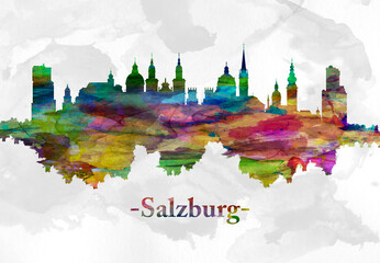 Salzburg Austria skyline - obrazy, fototapety, plakaty
