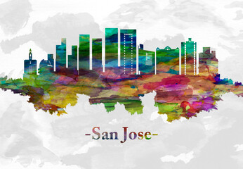 San Jose California skyline - obrazy, fototapety, plakaty